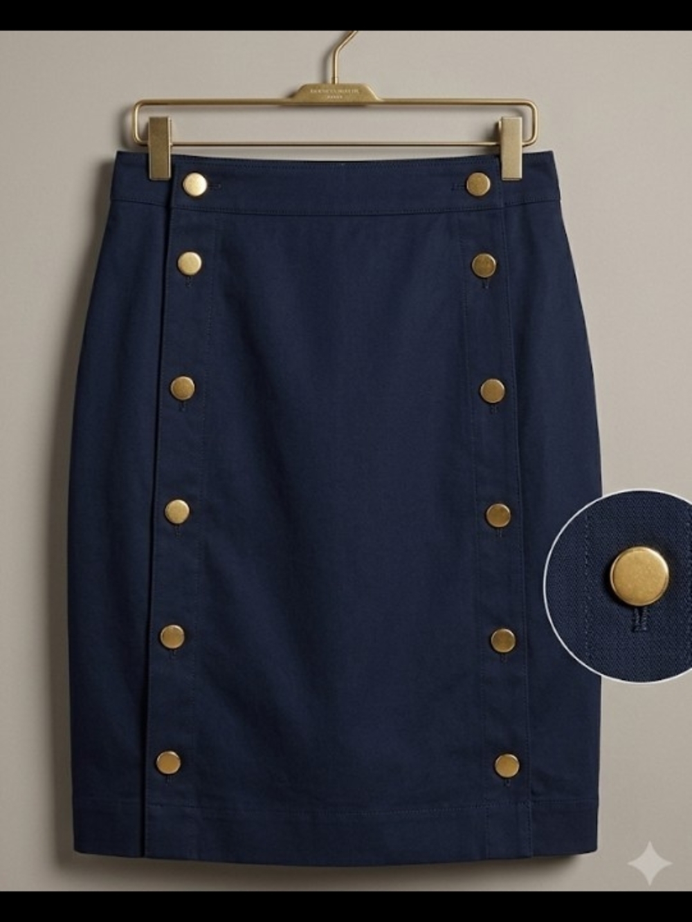 Club Monaco Navy Mini Skirt with Gold Buttons